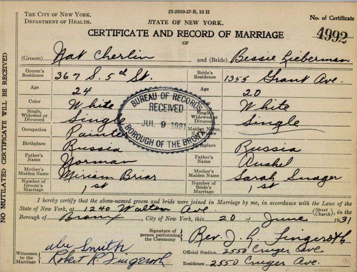 Nathan Cherlin and Bessie Lieberman