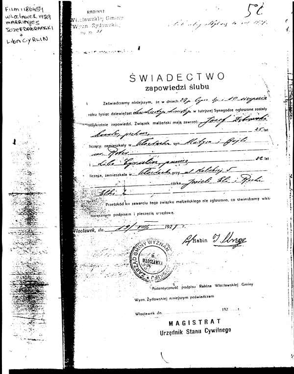 Jozef Dabranski and Liba Cyrlin