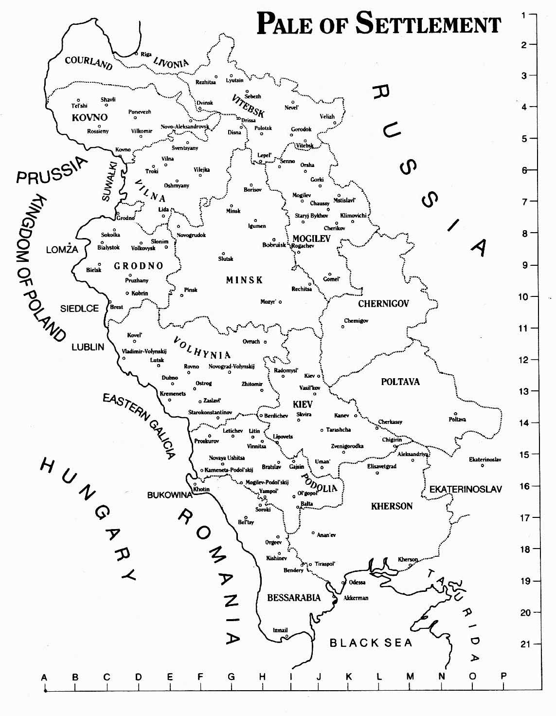 Map of the Pale of Settlement